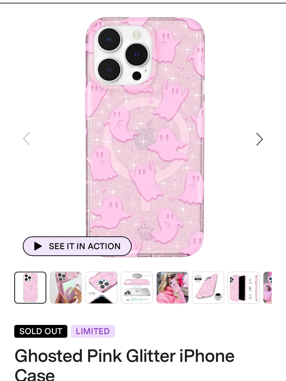 Velvet Caviar Pink Ghost Glitter iPhone Case